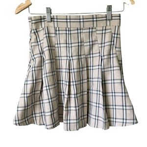 Blu Pepper Tan Plaid Pleated Mini Skirt Women’s Small
